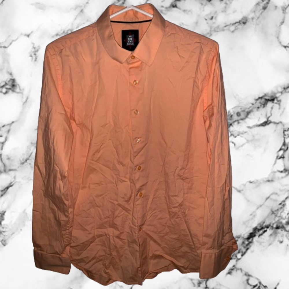Tm Exposure Mens Dress Shirt Orange Size Large